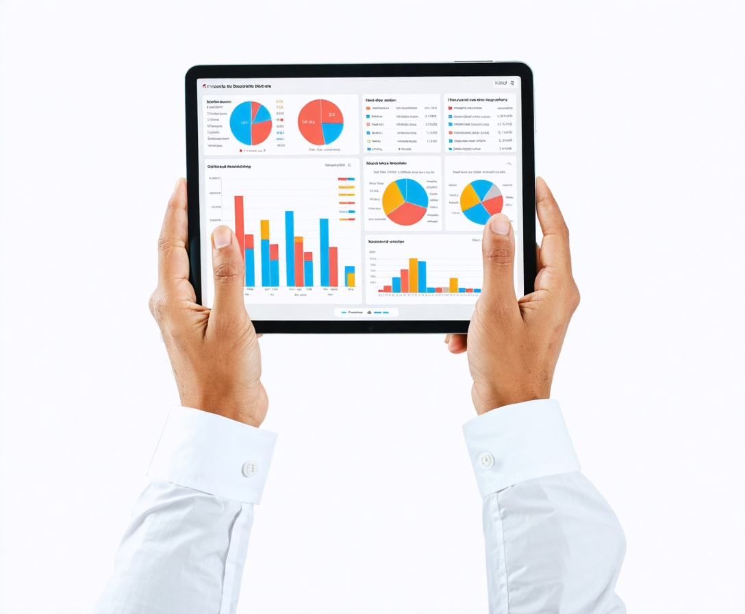 Person using a tablet to view a financial dashboard