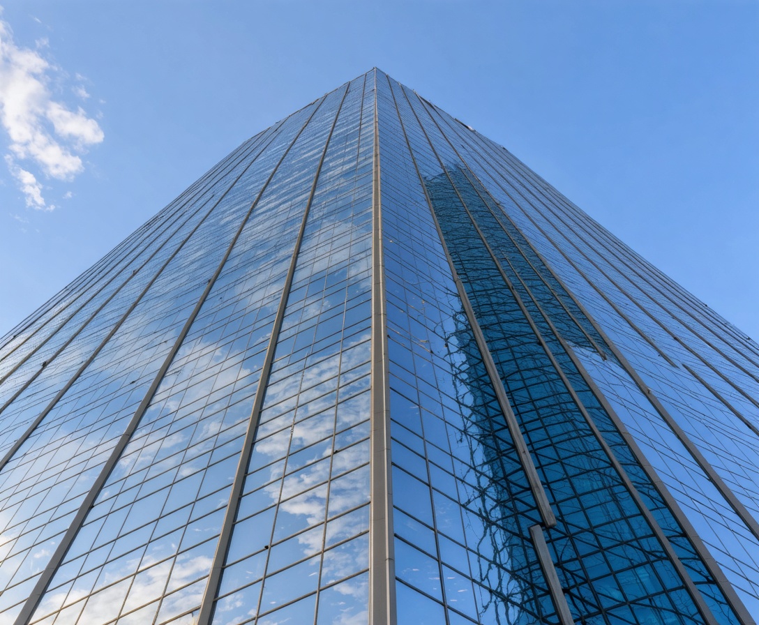 Modern glass skyscraper in Charlotte, NC representing financial stability and growth